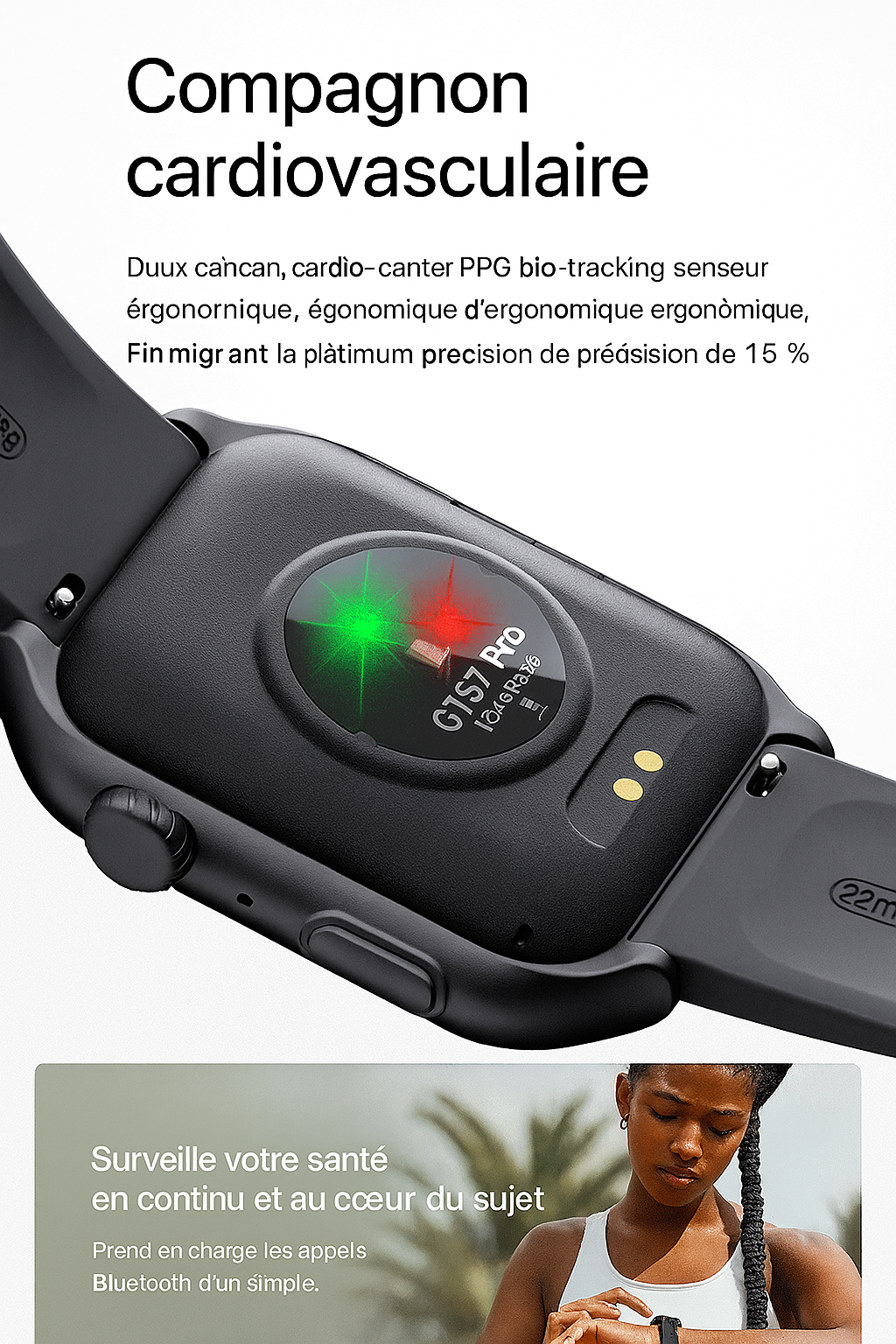 GTS7 Pro™ – La Montre Qui Veille sur Vous Jour & Nuit